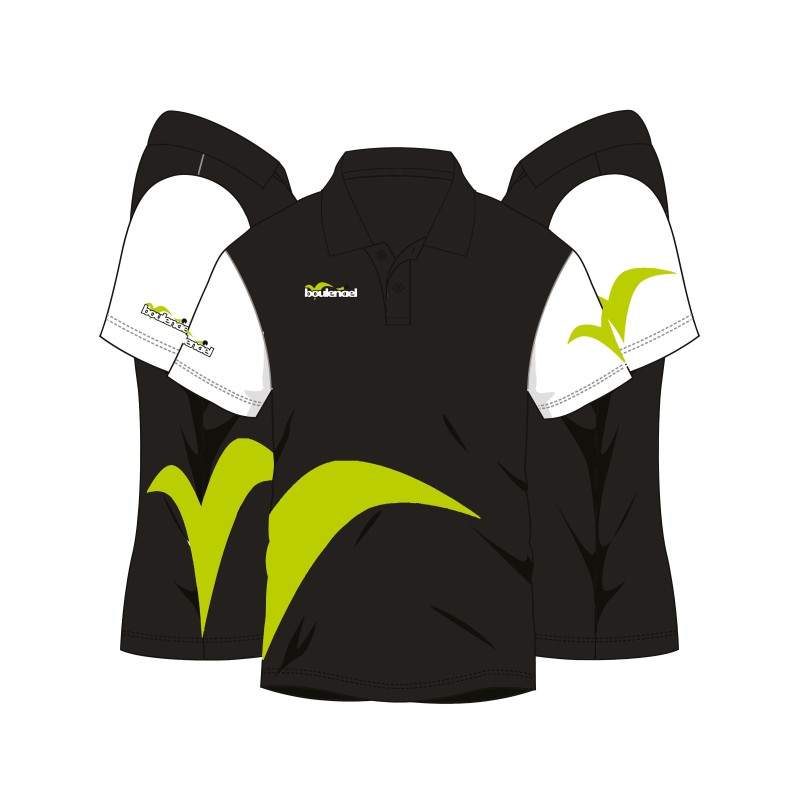 Black/green microfibre polo shirt