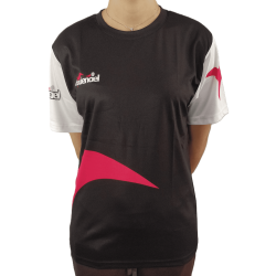 Black/fuchsia microfibre T-shirt