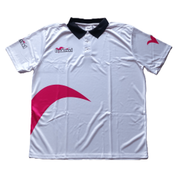 White/fuchsia microfibre polo shirt