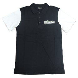 Black/White cotton polo shirt