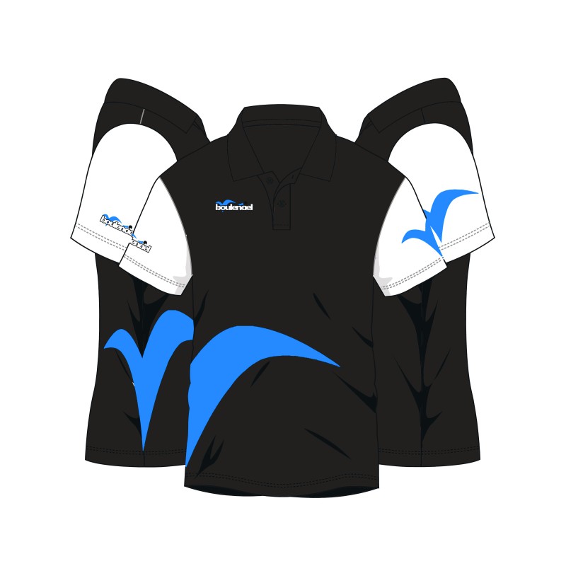 Black/blue microfibre polo shirt