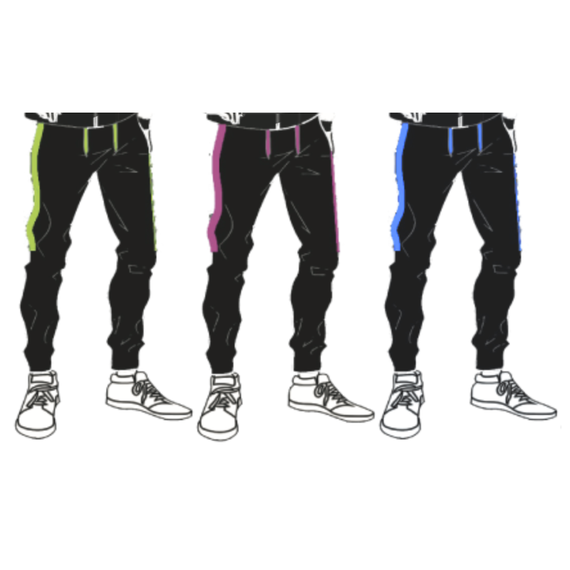 Green, fuchsia and blue microfibre tracksuit trousers